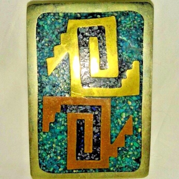 UNBRANDED Other - Vintage Handmade Inlaid Mexico Belt Buckle